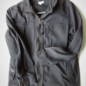 Garnet Hill Organic Cotton Cargo Jacket Gray Size 8 Zip Front